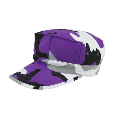 Camouflage Twill Army Cap w/ Pleated Front Panels