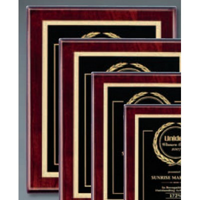 Piano Finish Rosewood Plaque w/Metal Engraving Plate (10 1/2"x13")