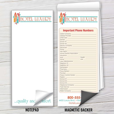 Full-Color Magnetic Notepads - Important Phone Numbers (3 1/2" x 8")