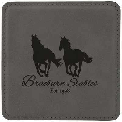 Leatherette Square Coaster - Gray