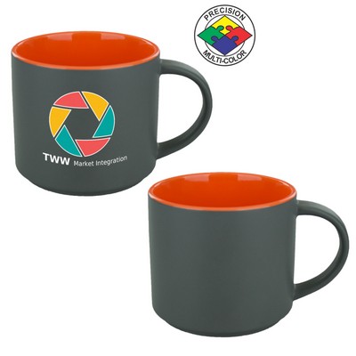 16 Oz. Satin Graphite & Orange Two Tone Norwich Contemporary Mug - Dishwasher Safe - Spot Color