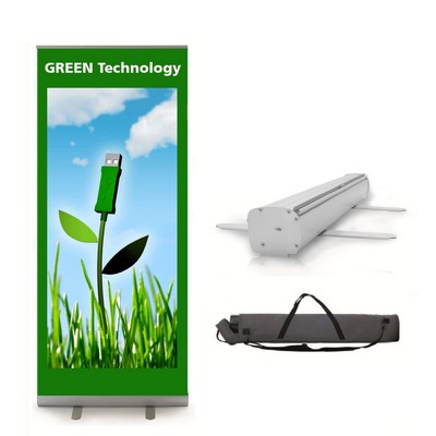 Tradition 34" Retractable Banner - Full Color Silver Stand