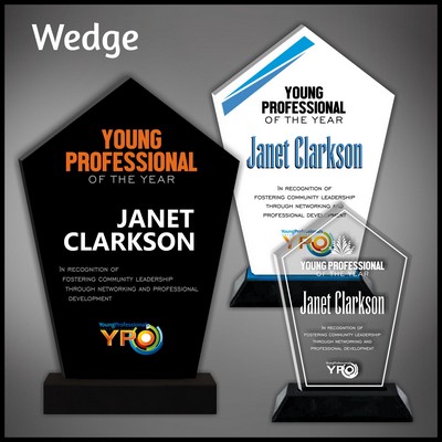 13" Wedge Clear Acrylic Award in a Black Base