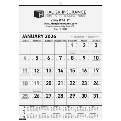 Contractor Wall Calendar w/1 Color Imprint (18"x25")