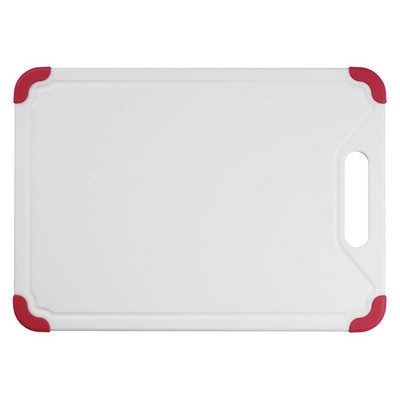 Cuisinart 13" White Poly Cutting Board, Red Trim
