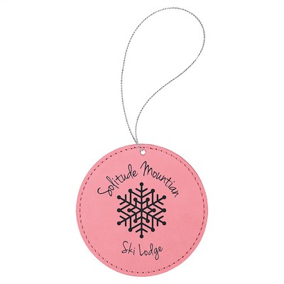 Pink Laserable Leatherette Round Ornament, 3-3/4"x3-3/4"