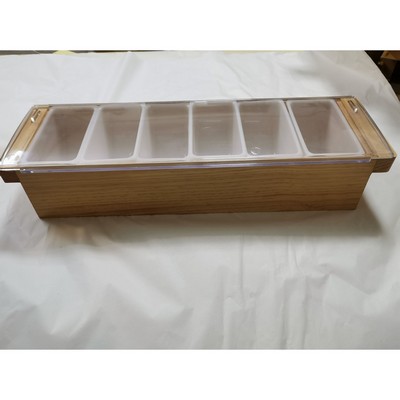Wood Condiment Tray Caddy