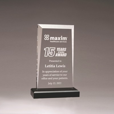 Apex Series Clear Acrylic Award with Black Acrylic Base (6 x 9.75)