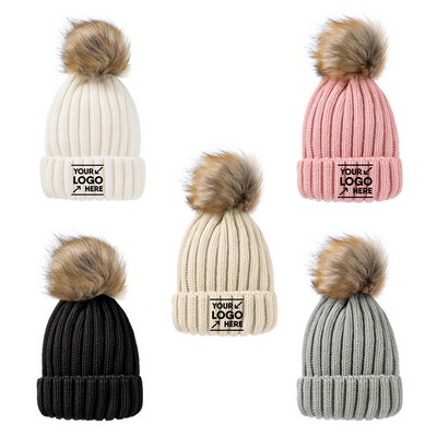Faux Fur Pom Beanie