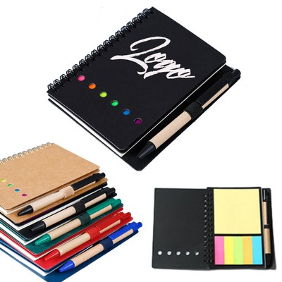 Notebook With Sticky Note And Pen