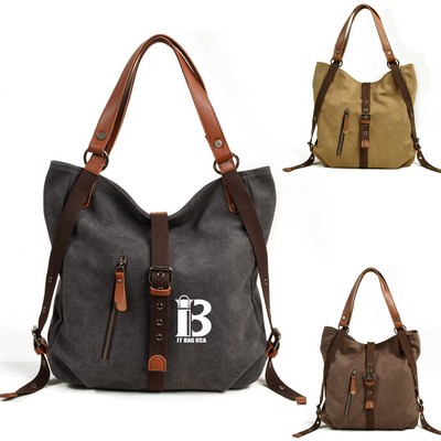 Canvas Multifunctional Shoulder Bucket Backpack