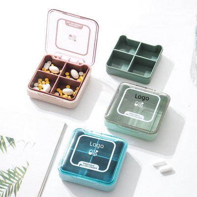 4 Compartments Pill Case Daily Medicine Vitamin Box