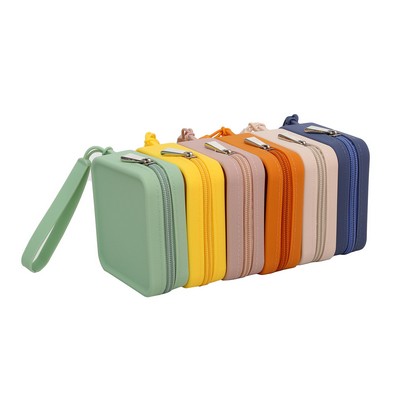 Custom Soft Silicone Lipstick Cosmetic Bag Women Change Storage Bag Square Coin Purse
