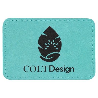 3"x2" Rectangle Patches, Teal Laserable Leatherette