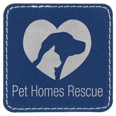 2-1/2" Square Patches, Blue/Silver Laserable Leatherette