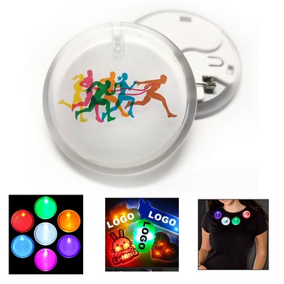2" Lighted Glow LED Button Pin Badge