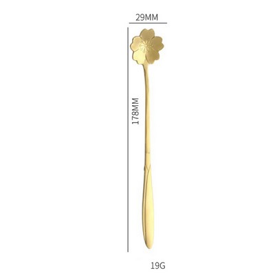 6.97" Gold Sakura Flower Shape Stainless Steel Coffee Spoon