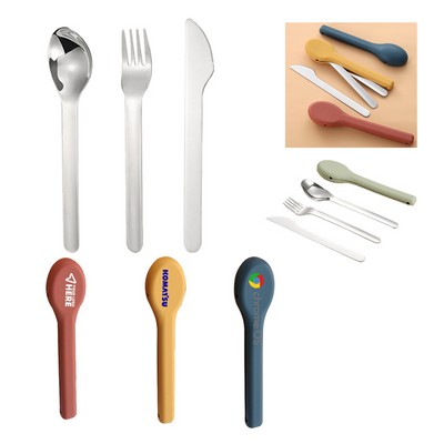 Stainless Steel Spoon, Fork & Knife w/Silicone Case