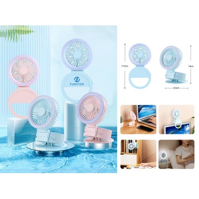 Clip-On Portable Mini USB Fan Desktop Fa W/Clip And LED Light