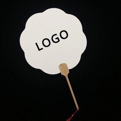 Rice Paper Round Fan with Wood Hand