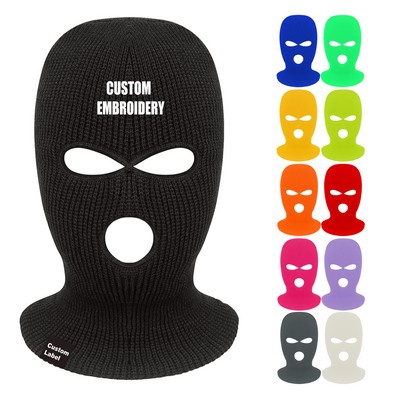 Custom 3 Holes Knitted Ski Mask Neck Gaiter Balaclava