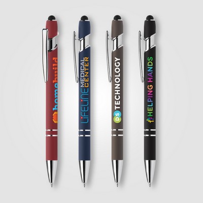 Ellipse Softy Recycled Aluminum Pen w/ Stylus + Anti-Fraud Ink - Full-Color Inkjet