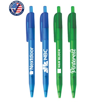 Union Printed - USA Made - USA ECO Frosted Barrel Click Pens with 1-Color Trim