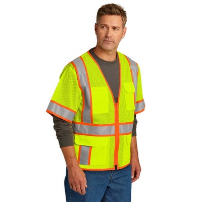 CornerStone ANSI 107 Class 3 Surveyor Mesh Zippered Two-Tone Short Sleeve Vest