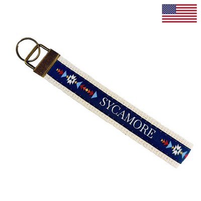 6" Woven Cotton Key Strap w/ Antique Brass Colored Hardware - "Elite" Weave