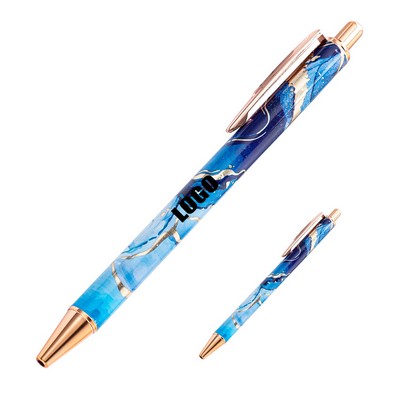 Gold Stamped Marble Pattern Metal Click Pen
