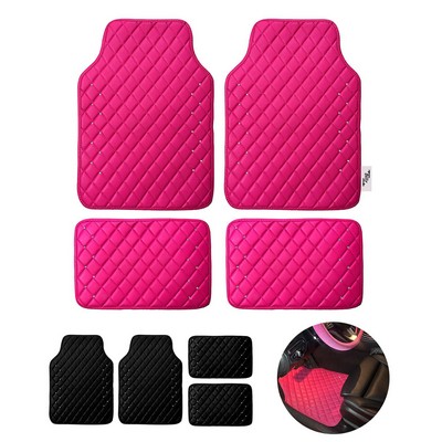 4 Pieces of Luxurious Pink Sparkling Leather Car Mats