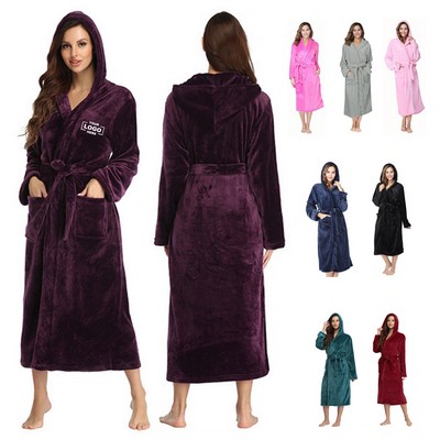 Men's Plush Hooded Flannel Robe