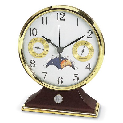 Moonface Mantle Clock W/ Silver Medallion