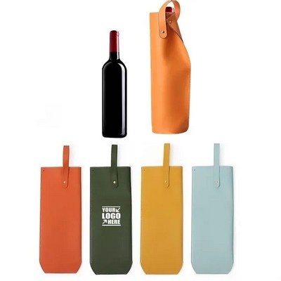 Elegant Vegan PU Leather Wine Pouch With Handle