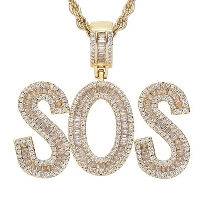Street Style Cubic Zirconia Customized Letter Necklace