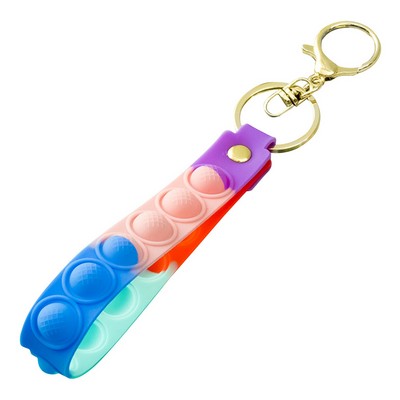 Interactive Silicone Key Ring Keychain with Push Pop