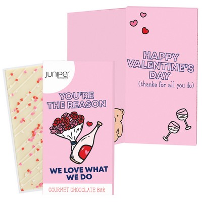 3.5Oz Belgian Chocolate Valentine's Day Greeting Card - You're the Reason We Love What We Do