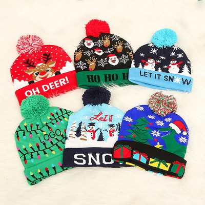 Ribbed Christmas Hat With Ball