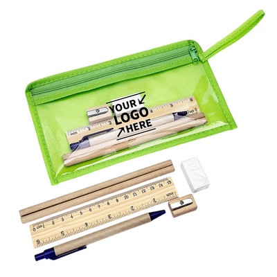 Clear PVC Non-Woven Stationery Kit Pouch Bag