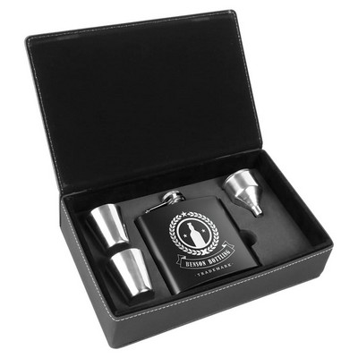 6 oz. Leatherette Flask Gift Set