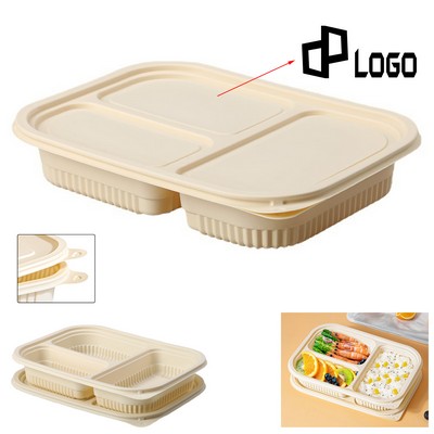 Three Compartments Disposable Degradable Takeaway Lunch Box