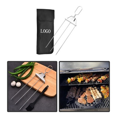 Premium 3-Way Stainless Steel Skewer Set with Storage Bag