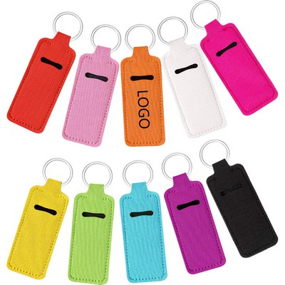 Custom Portable Neoprene Lipstick Lip Balm Holder Keychain Lip Gloss Pocket