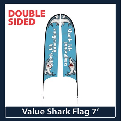 Value 7' Shark Flag - Double Sided w/Spike Base and Carry Bag