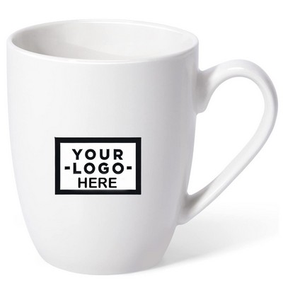 White Ceramic Coffee Glossy Mugs Curved Grip 16Oz