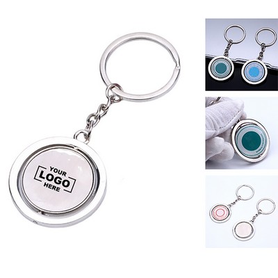 360° Rotating Round Metal Keychain.