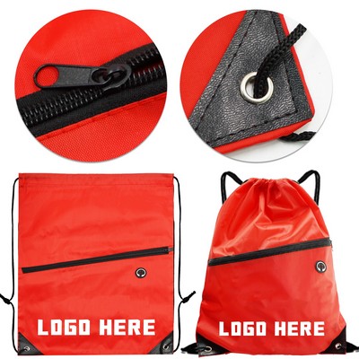 Drawstring Sports Backpack with Earphone Hole