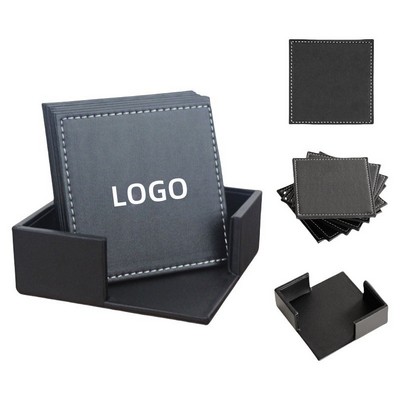 Square Leather Coasters Set of 6