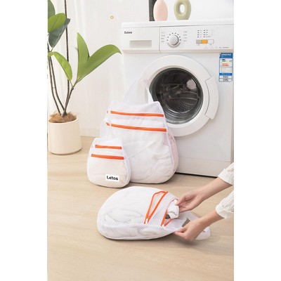 12x12" Portable Double Zippered Mesh Laundry Bags Laundry Wash Bags for Delicates-Woven Label