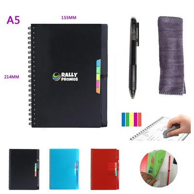 A5 Smart Reusable Notebook With Pen Sticky